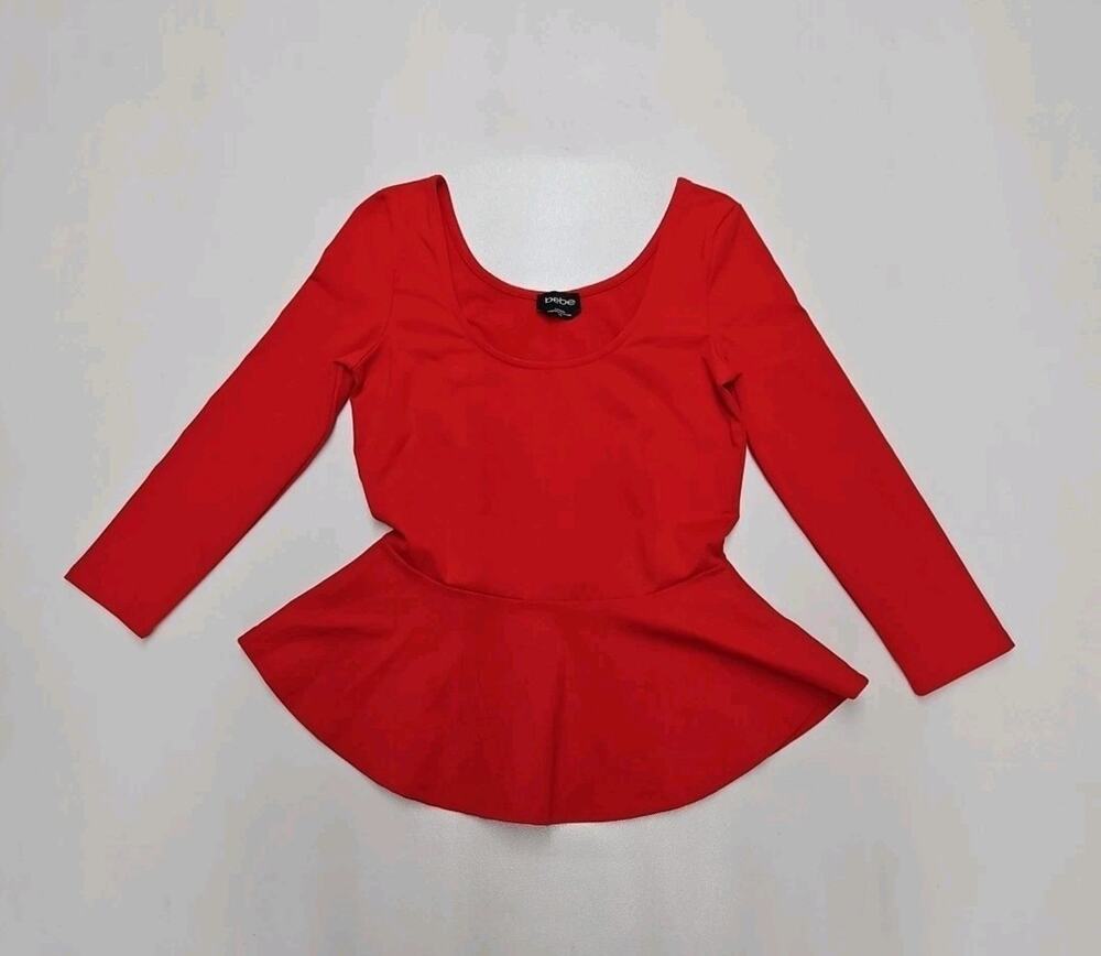 Bebe Dress Top Long Sleeve Size Medium Color Red